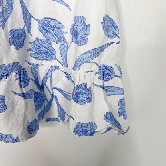 Emily McCarthy Girls M Blue White Mini Maxi Dress Tulip Twist Floral Tie Sleeves - Picture 4 of 11